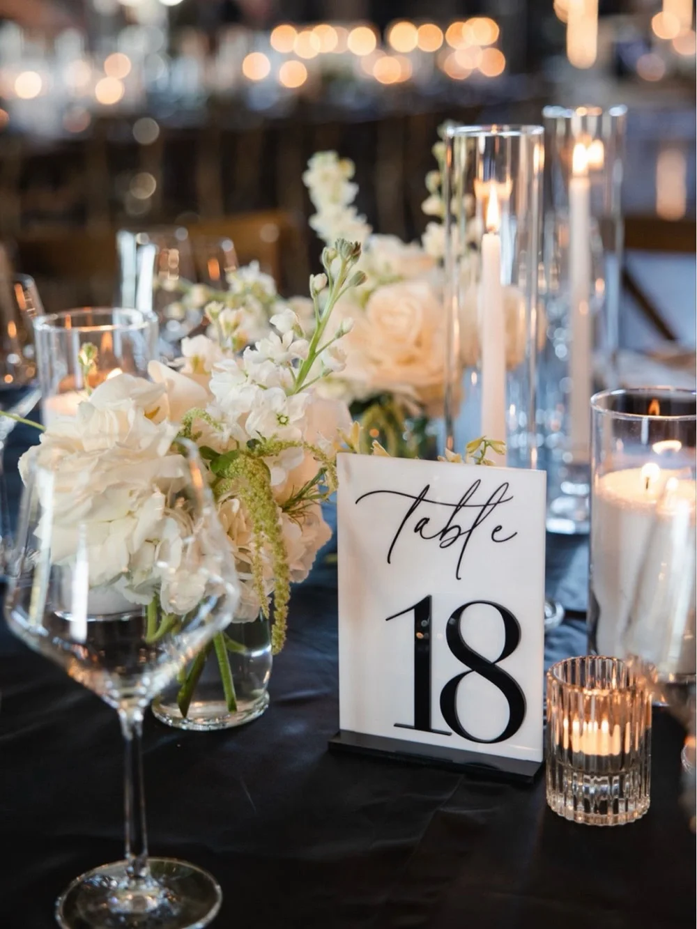 Elegant Acrylic Table Numbers with Black Script
